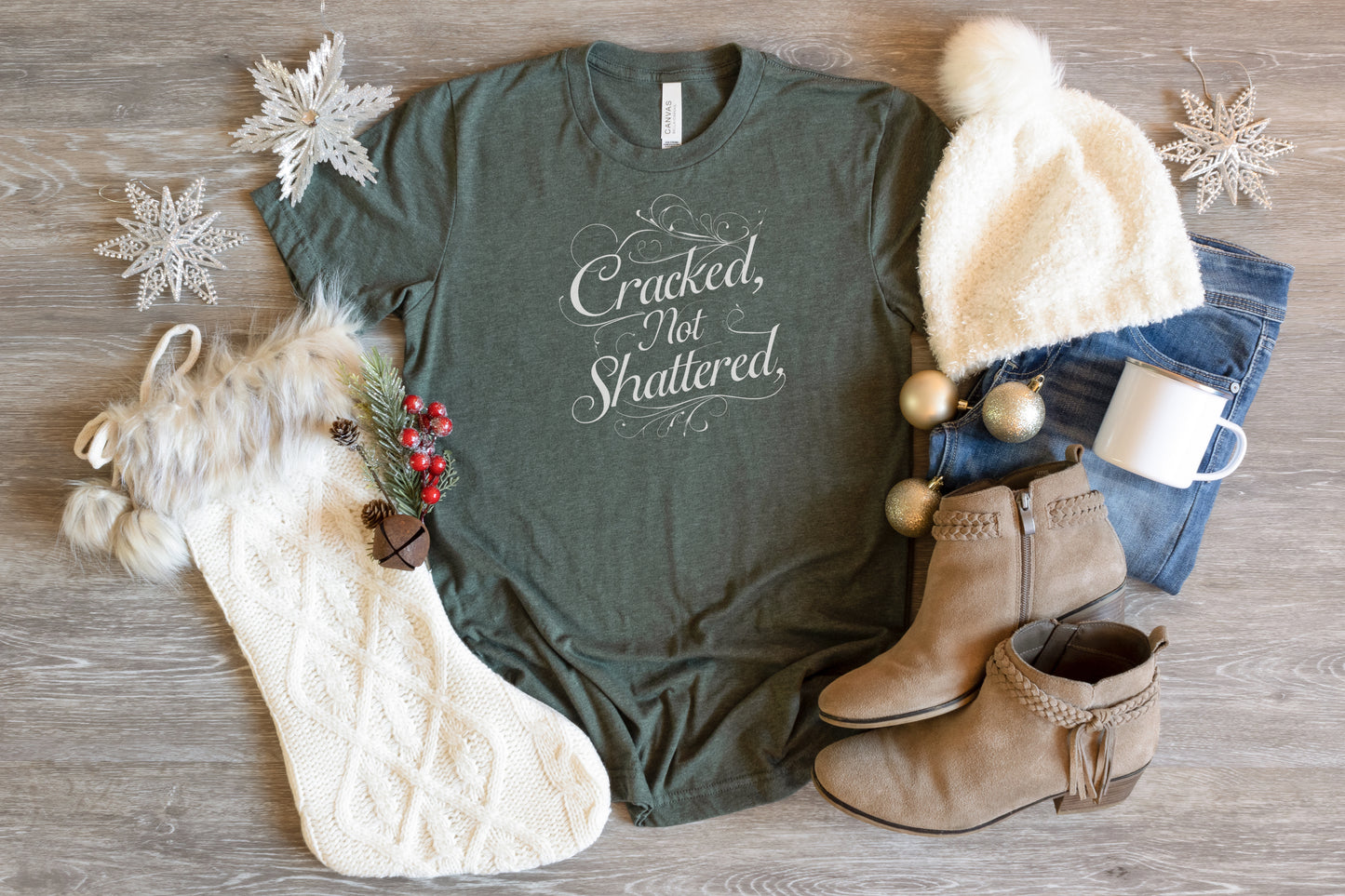 Cracked Not Shattered Unisex Tee - Inspirational Quote Shirt, Motivational T-Shirt, Casual Wear, Gift for Friends, Positive Vibes