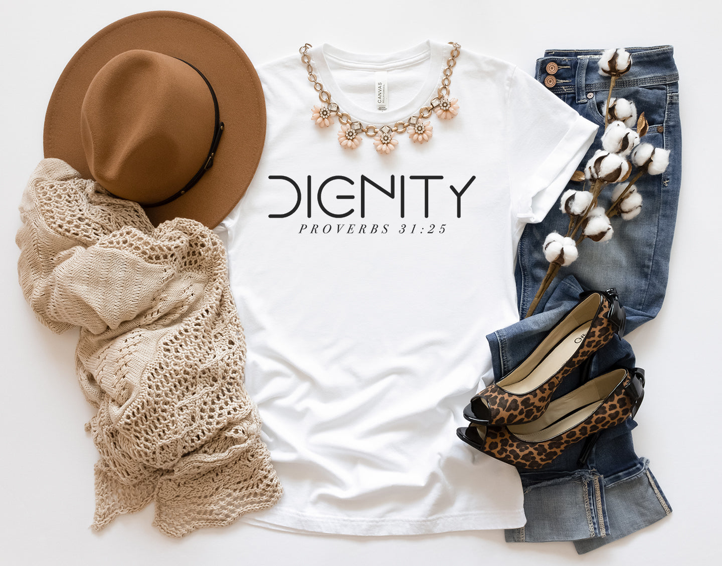 Dignity.... Proverbs 31:25....... Inspirational Womens Graphic T-Shirt, Jesus Shirt