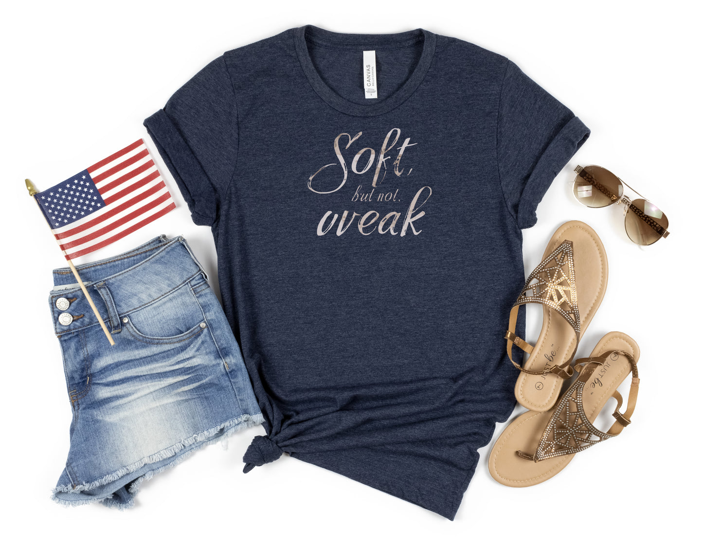 Soft Not Weak T-Shirt — Inspirational Feminine Script Tee